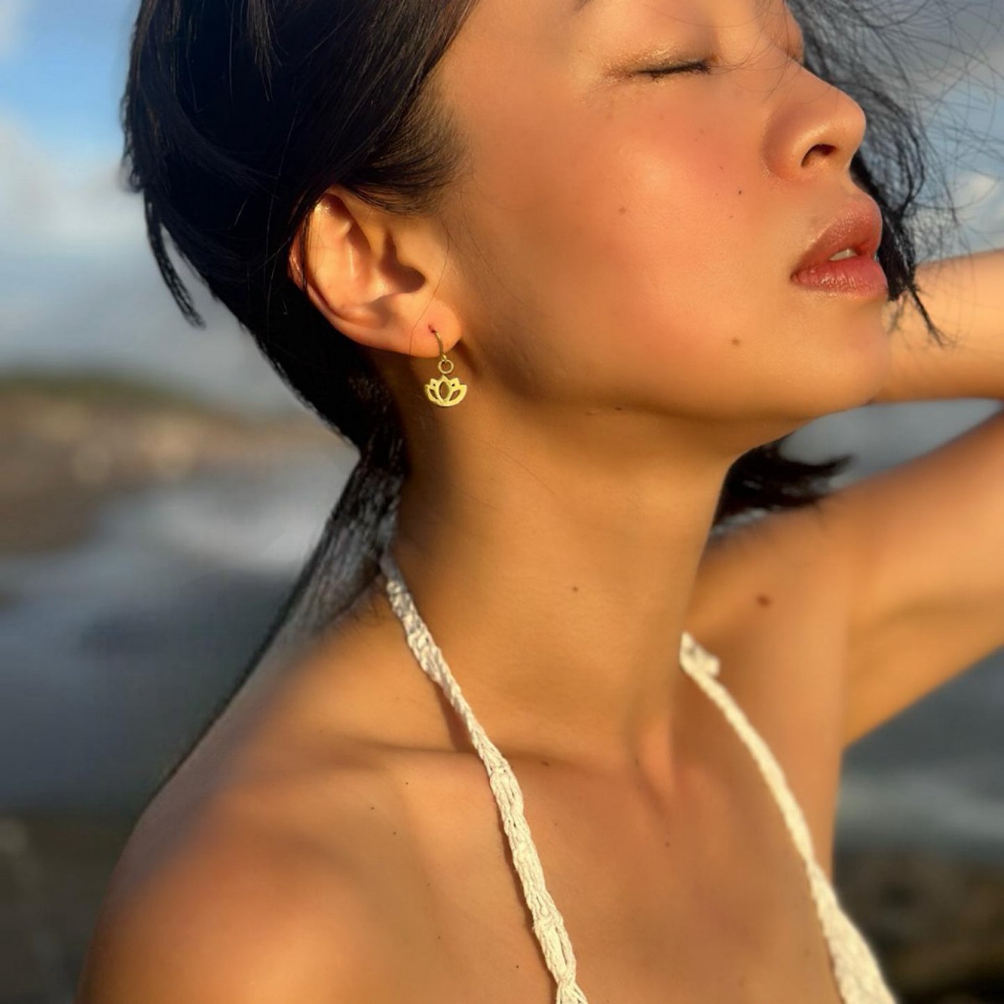 Petite Padma Dangles –Subtle Gold Lotus Earrings for Daily Wear