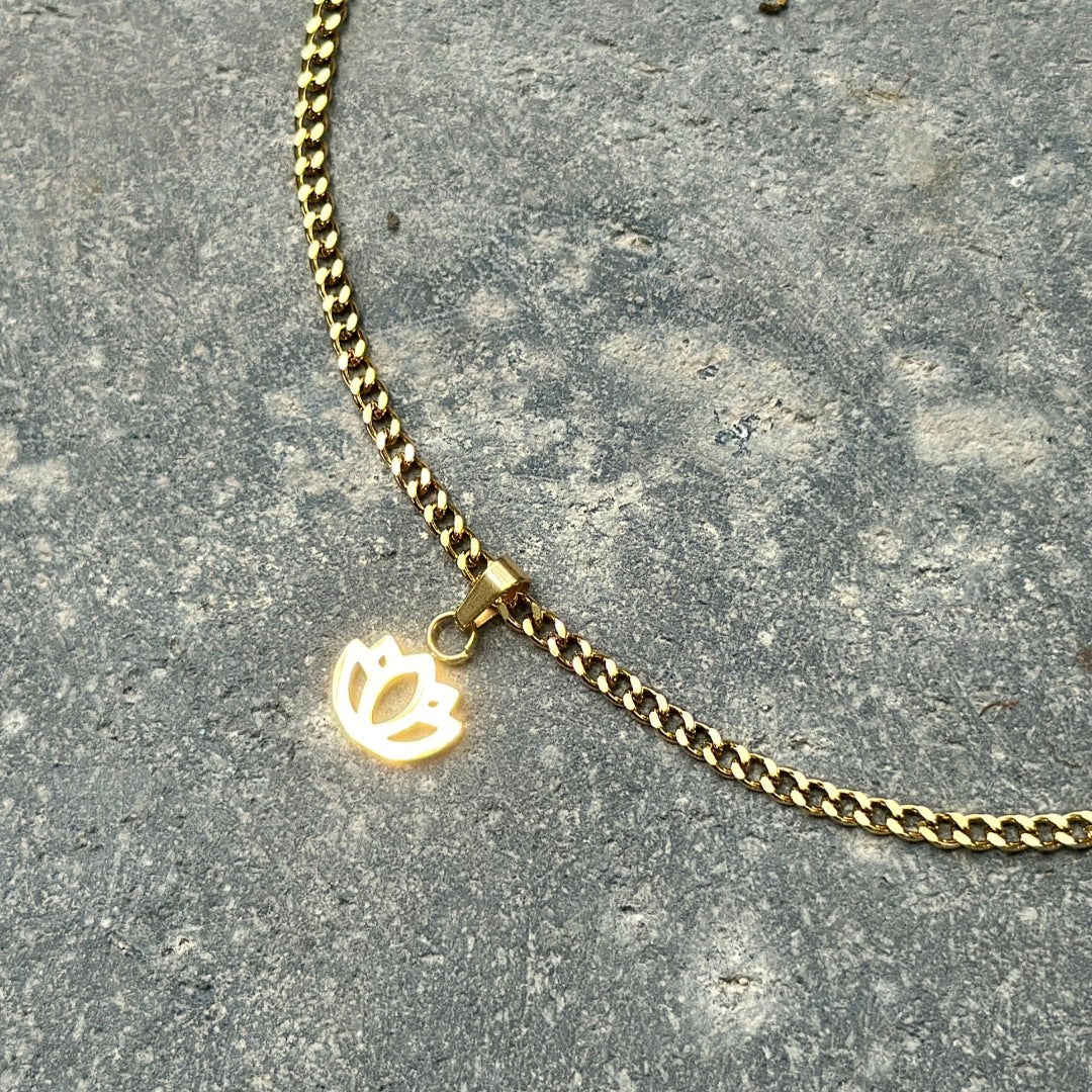 Ananda Chain – Gold Lotus Necklace for Mindful, Spiritual Living