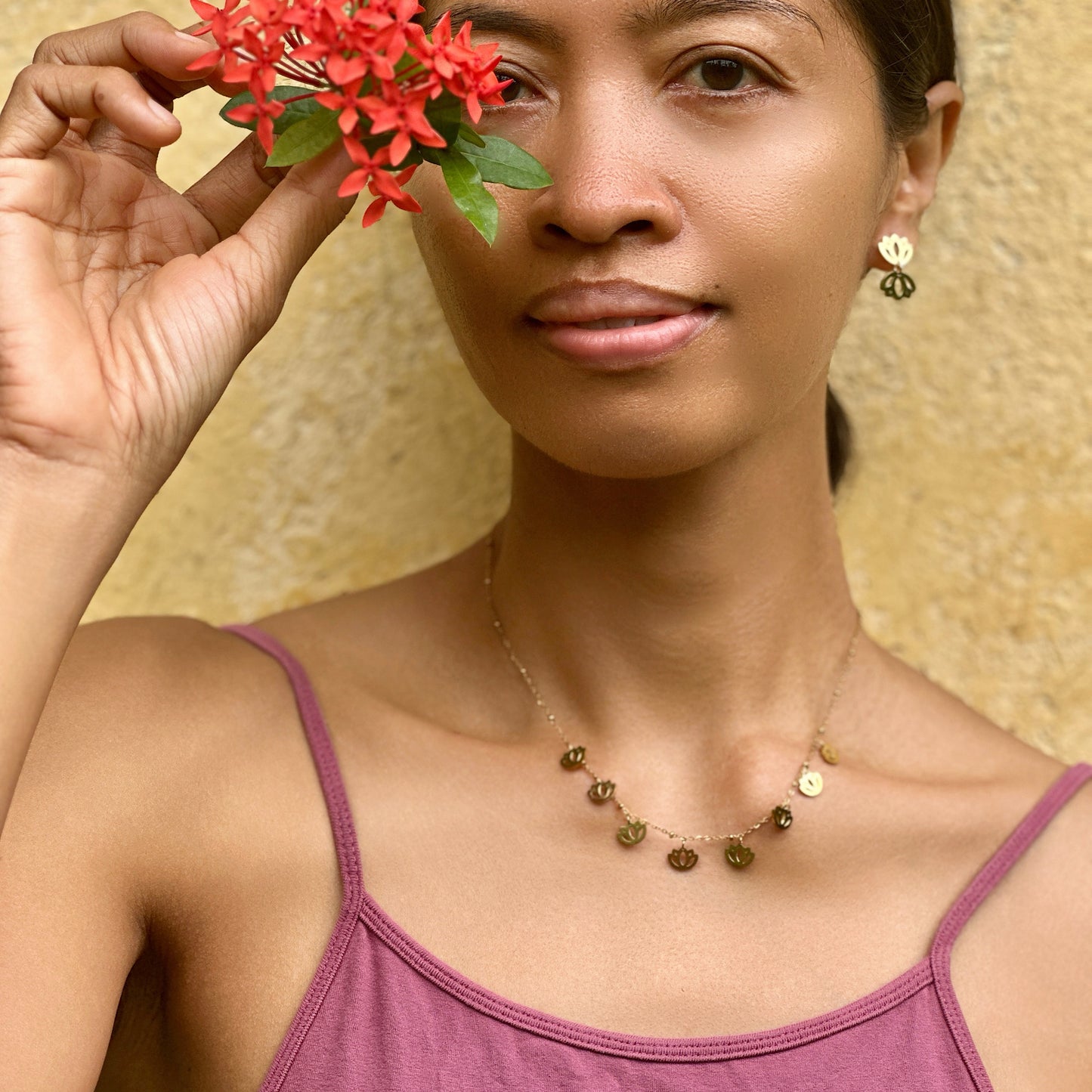 Ashtanga Necklace – 8 Limbs of Yoga Symbol in Gold charm necklace