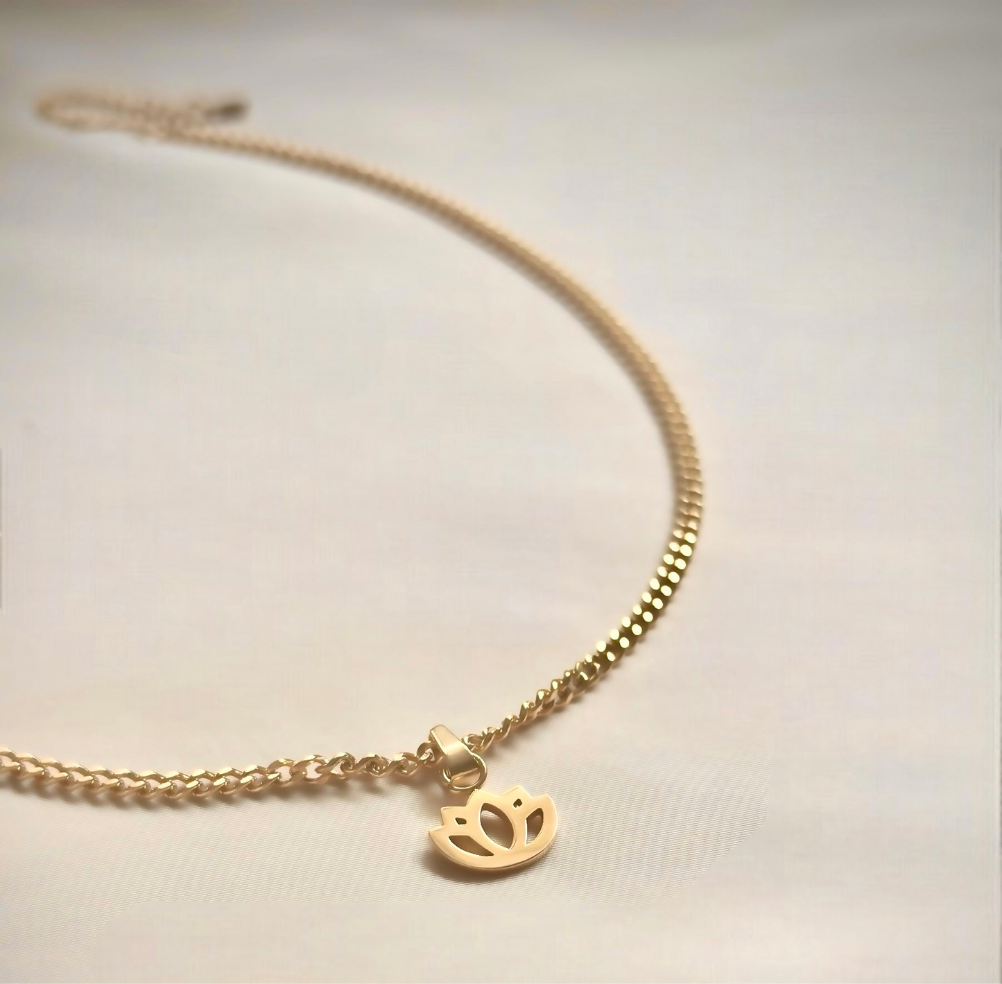 Ananda Chain – Gold Lotus Necklace for Mindful, Spiritual Living
