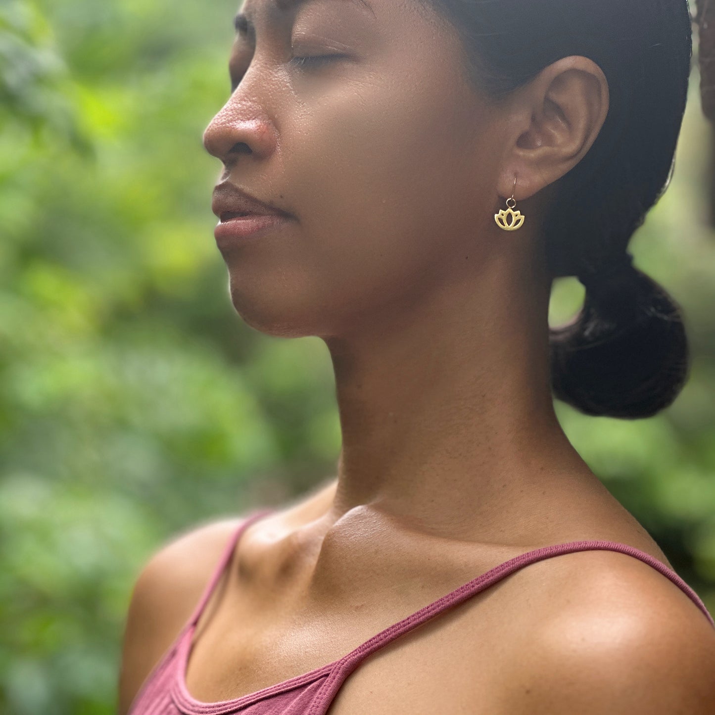 Petite Padma Dangles –Subtle Gold Lotus Earrings for Daily Wear