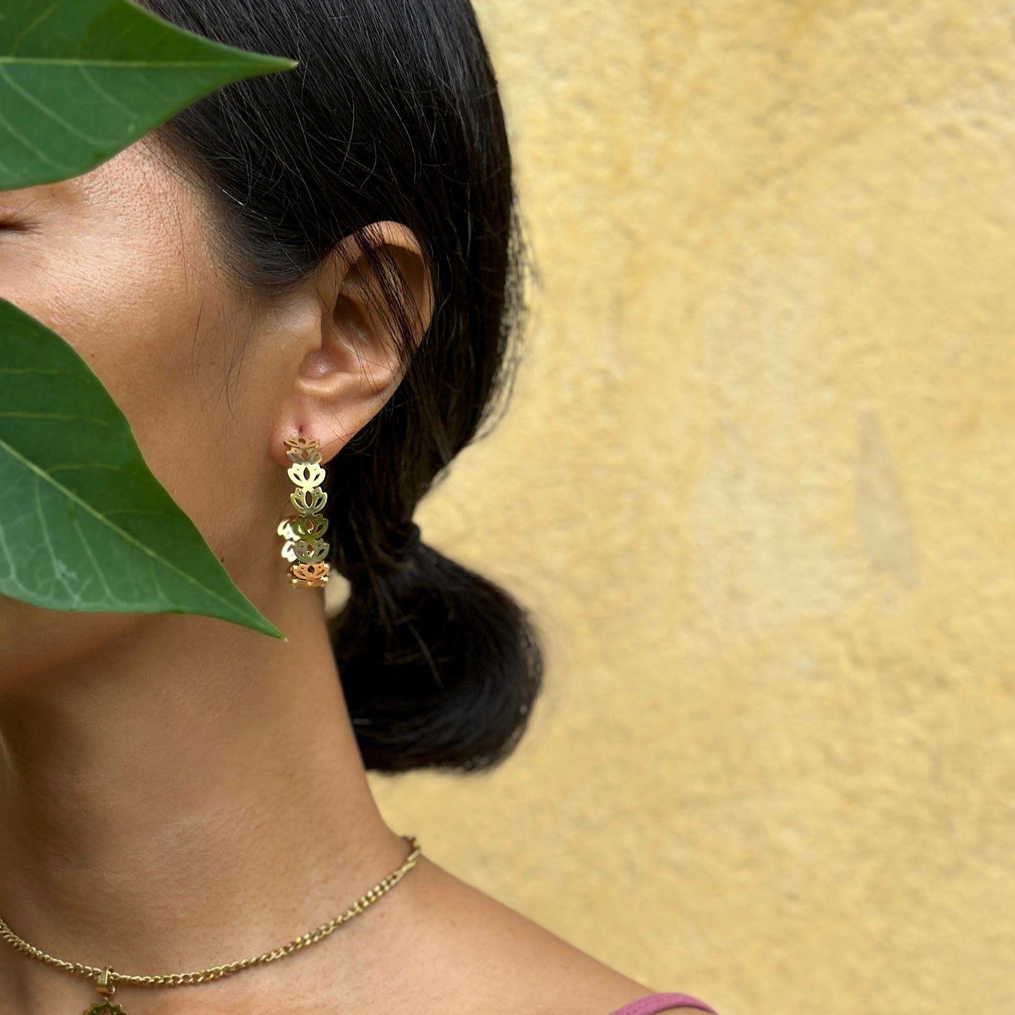 Petite Padma Hoops – Unique Signature Gold Lotus Earrings