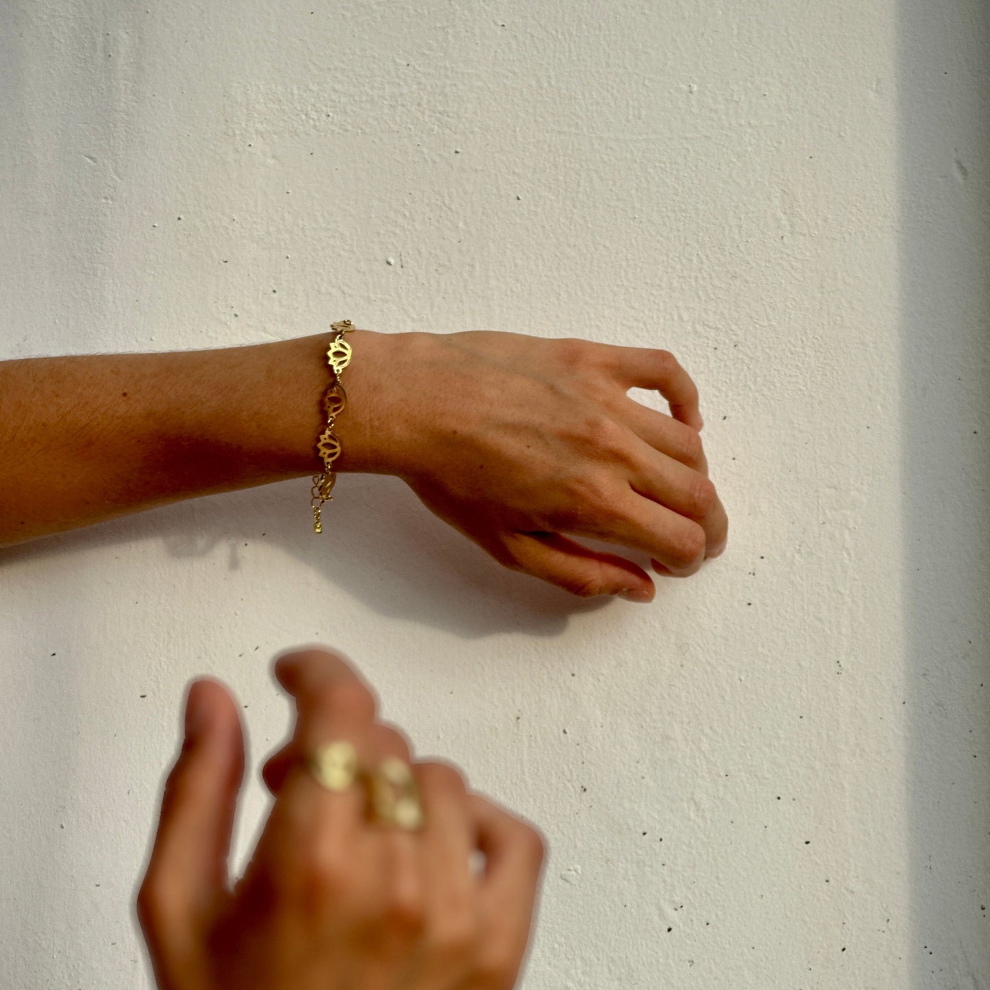 Padma Bracelet – Elegant lotus bracelet in Titanium Gold. Waterproof. Sensitive skin friendly.