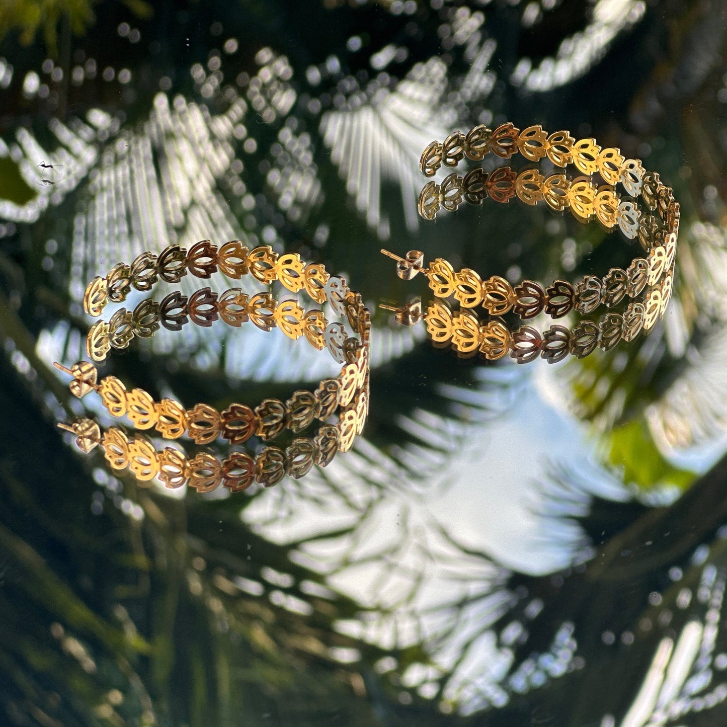 Petite Padma Hoops – Unique Signature Gold Lotus Earrings