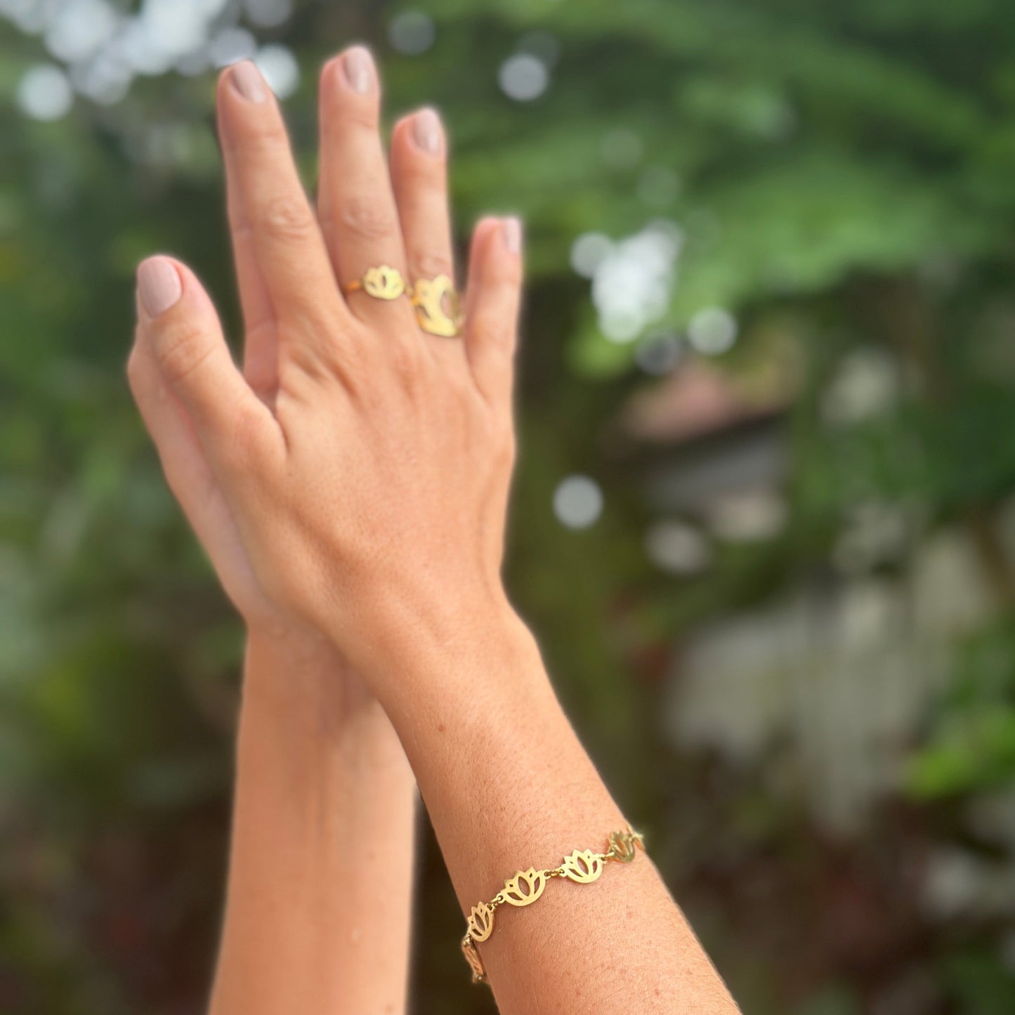 Padma Bracelet – Elegant lotus bracelet in Titanium Gold. Waterproof. Sensitive skin friendly.