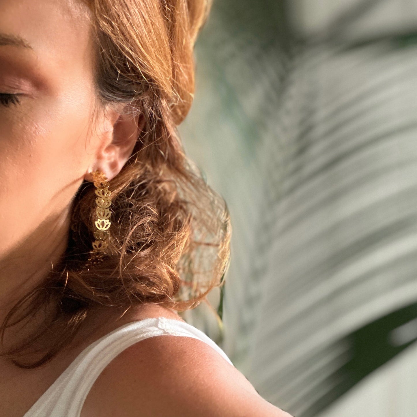 Petite Padma Hoops – Unique Signature Gold Lotus Earrings