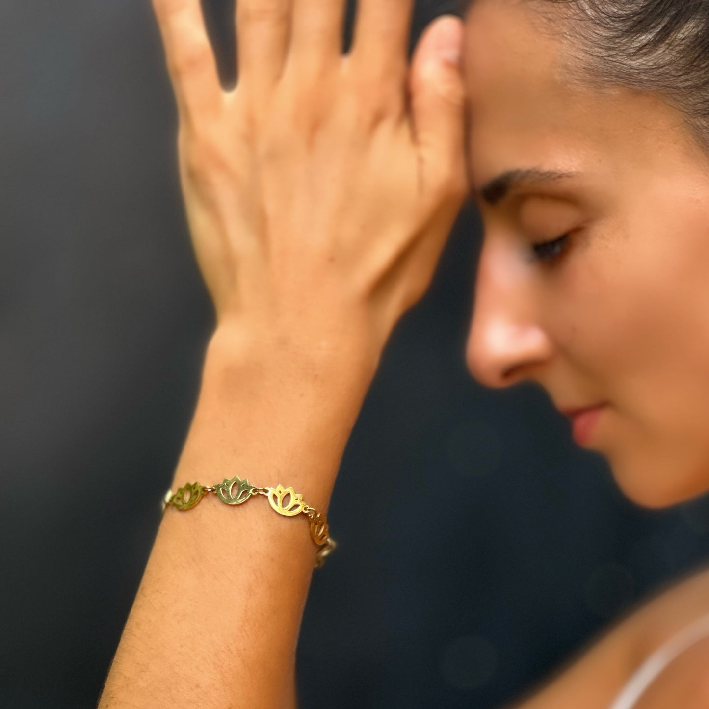 Padma Bracelet – Elegant lotus bracelet in Titanium Gold. Waterproof. Sensitive skin friendly.