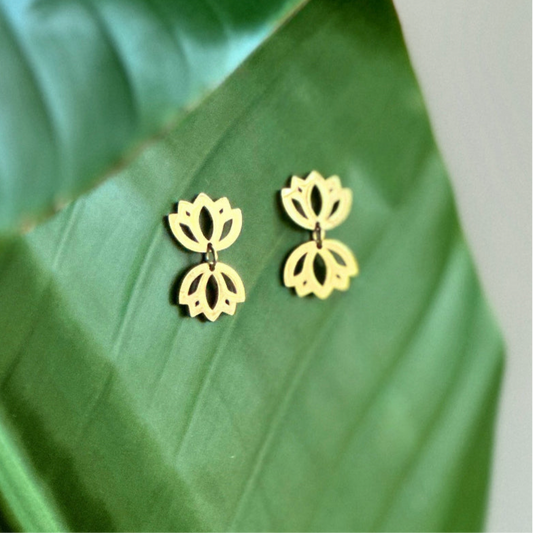 Butterfly Gold Lotus Studs – Petite Baddha Mindful Buddhist Earrings