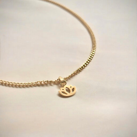 Ananda Chain – Gold Lotus Necklace for Mindful, Spiritual Living