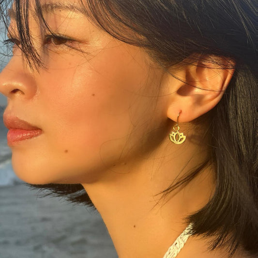 Petite Padma Dangles –Subtle Gold Lotus Earrings for Daily Wear