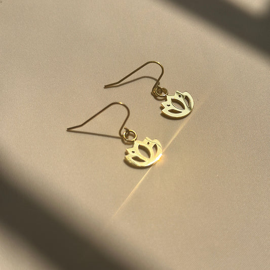 Petite Padma Dangles –Subtle Gold Lotus Earrings for Daily Wear