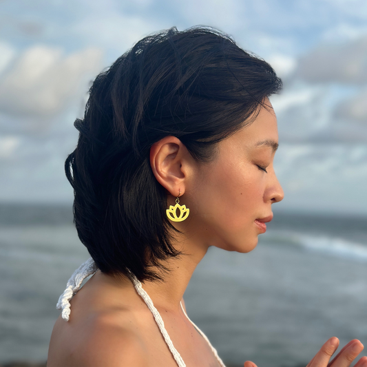 Grand Padma Dangles – Bold Gold Lotus Earrings for Yogis