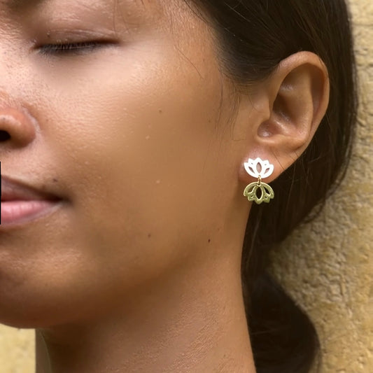 Butterfly Gold Lotus Studs – Petite Baddha Mindful Buddhist Earrings