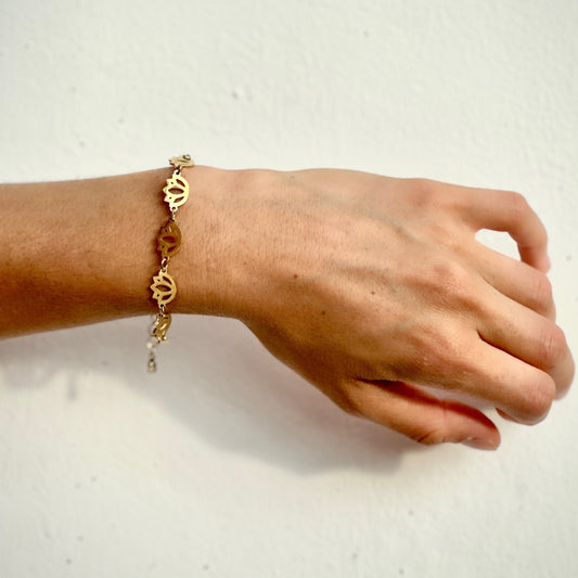 Padma Bracelet – Elegant lotus bracelet in Titanium Gold. Waterproof. Sensitive skin friendly.