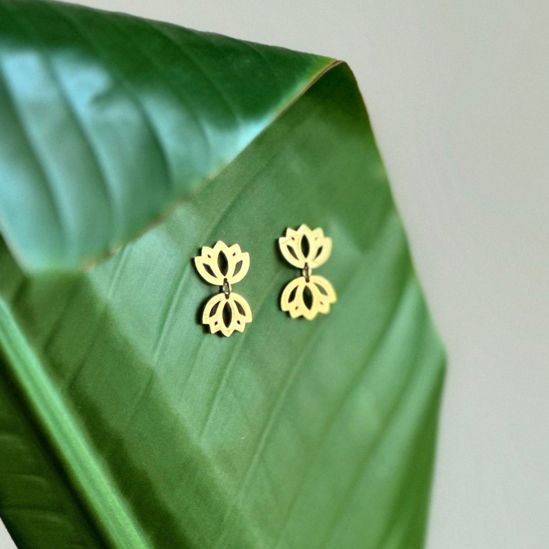 Butterfly Gold Lotus Studs by Sido – alternate product view 4