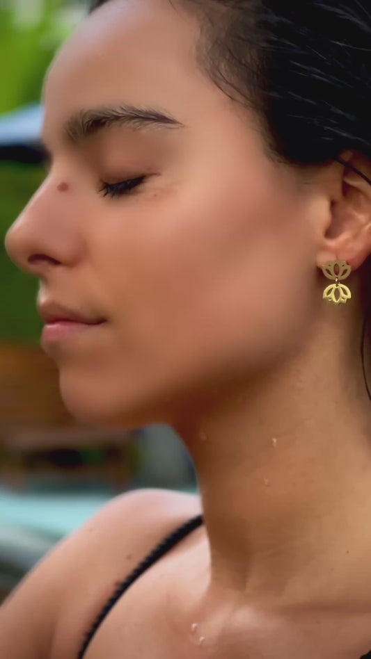 Butteflly Gold Lotus Studs- Petite Baddha earrings